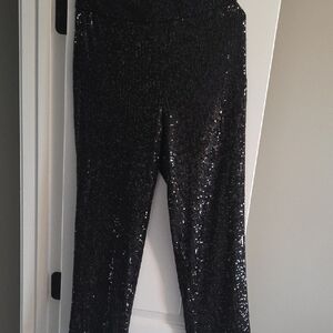 Black Sequin Women's Pants